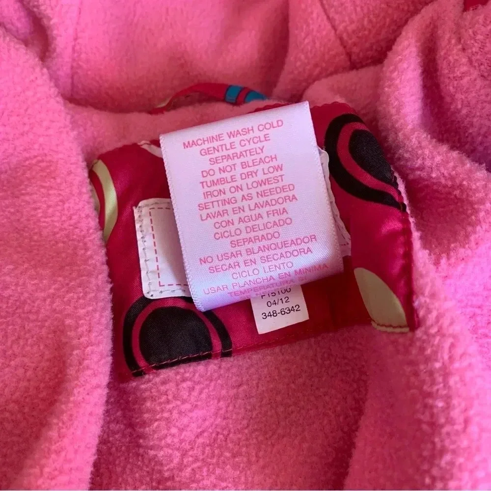 Baby Girls Pink Winter Puffer Coat Jacket Fleece Lined size 12 Months